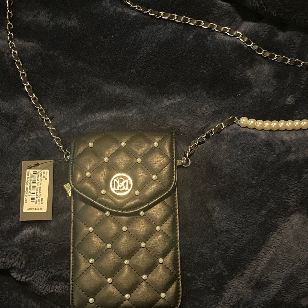 Badgley Mischka Black Quilted Phone Case
